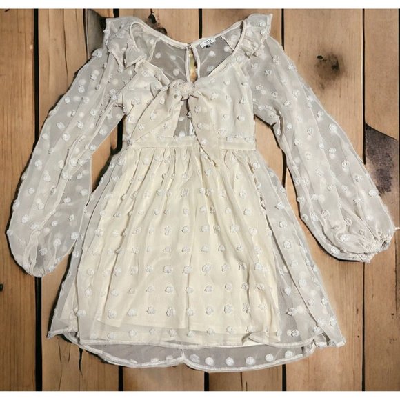 Verte Dresses & Skirts - Boho Women Size Small Cream Short Verde‎ Dress Peasant Bohemian Cottagecore